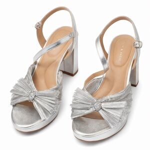 Kelly & Katie Silver Knotted Slingback Platform Heels